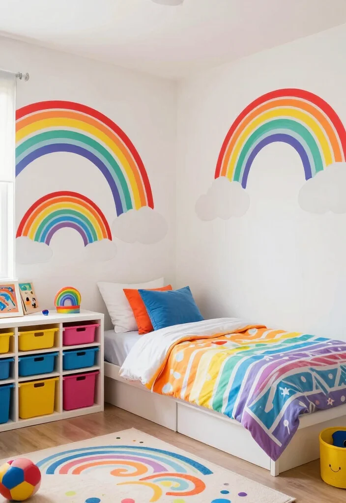 15 Small Kids Bedroom Ideas for Boys: Fun and Functional - 14. Cheerful Rainbow Vibes 1