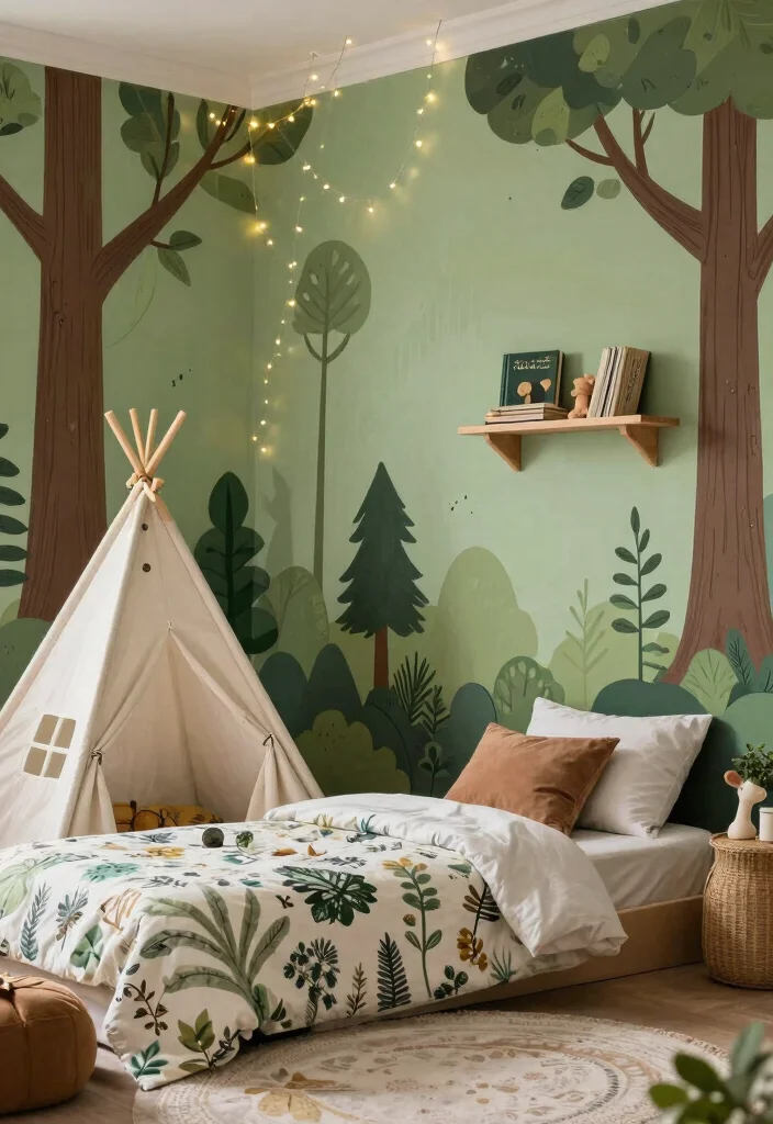 15 Small Kids Bedroom Ideas for Boys: Fun and Functional - 6. Enchanted Forest Retreat 1