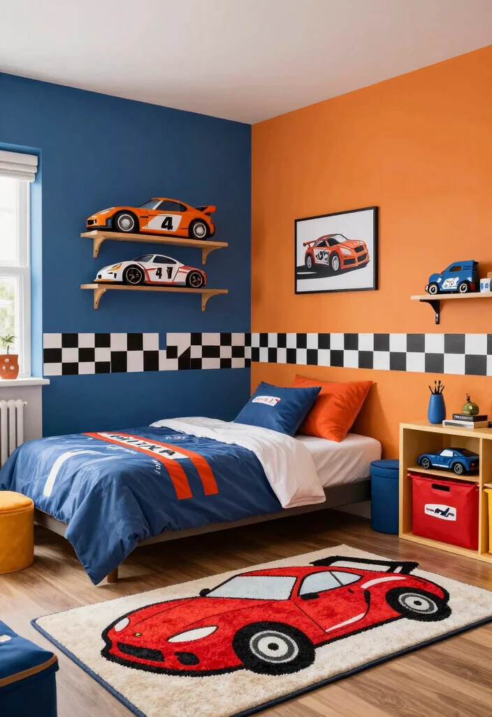 15 Small Kids Bedroom Ideas for Boys: Fun and Functional - 7. Racing Car Dreamland 1