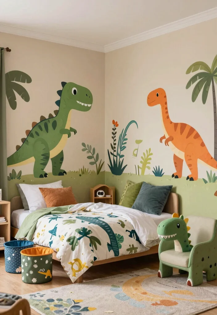 15 Small Kids Bedroom Ideas for Boys: Fun and Functional - 8. Dinosaur Discovery Zone 1