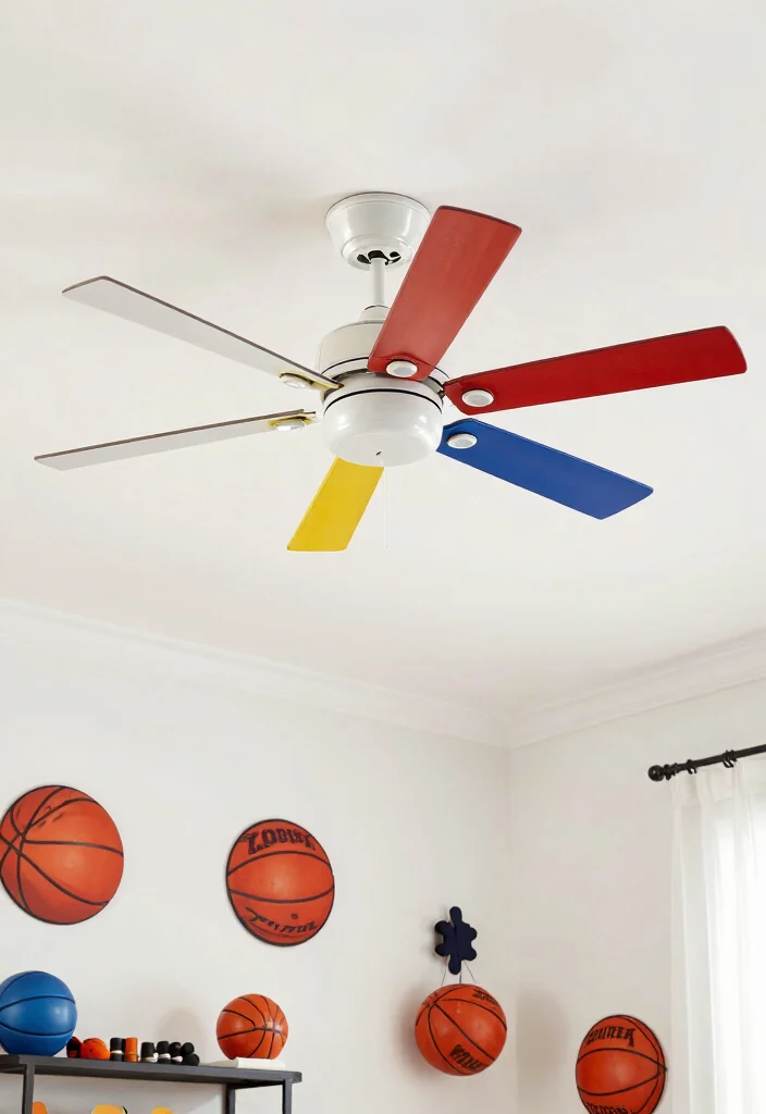 16 Basketball Bedroom Ideas for Boys Fun Sporty Style - 12. Sports-Themed Ceiling Fan 1