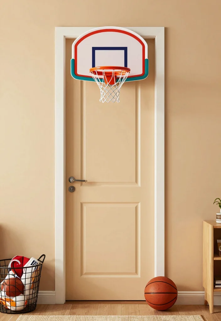 16 Basketball Bedroom Ideas for Boys Fun Sporty Style - 3. Basketball Hoop Door 1