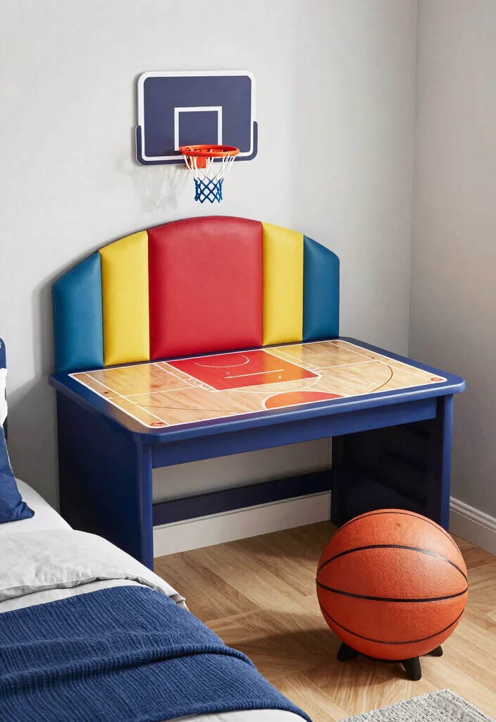 16 Basketball Bedroom Ideas for Boys Fun Sporty Style - 7. Basketball-Themed Furniture 1