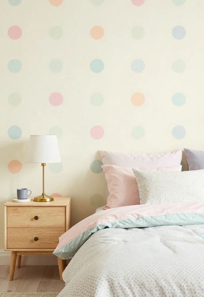 16 Bedroom Wallpaper Texture Seamless Ideas for Subtle Depth - 11. Playful Polka Dots for a Whimsical Touch 1