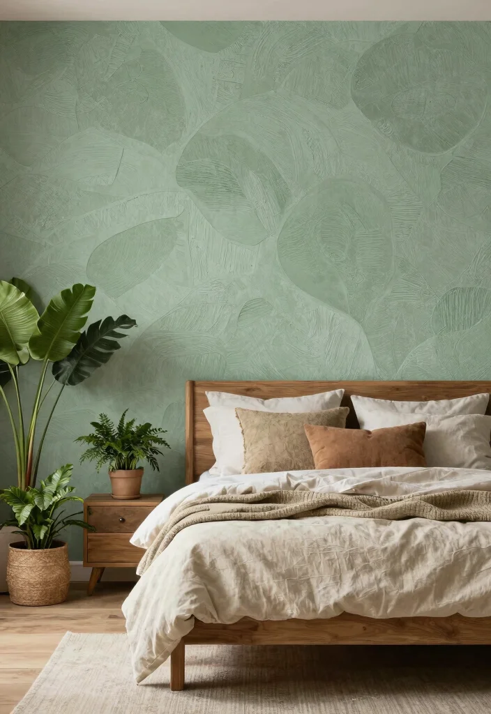 16 Bedroom Wallpaper Texture Seamless Ideas for Subtle Depth - 3. Organic Shapes for a Natural Feel 1