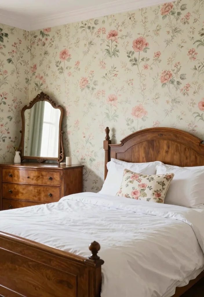 16 Bedroom Wallpaper Texture Seamless Ideas for Subtle Depth - 6. Vintage Patterns for a Classic Touch 1