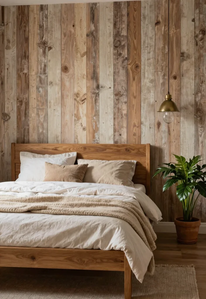 16 Bedroom Wallpaper Texture Seamless Ideas for Subtle Depth - 8. Rustic Wood for a Cozy Vibe 1