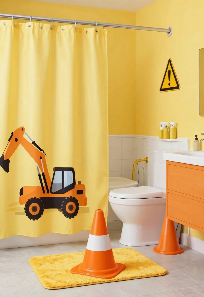 16 Boy Bathroom Ideas With Playful Themes - 8. Construction Zone 1