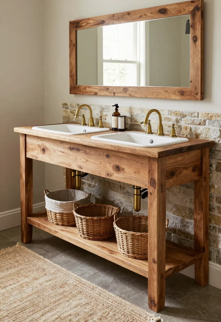 16 Double Sink Bathroom Vanity Ideas For Master Suites - 1. Reclaimed Wood Charm 1