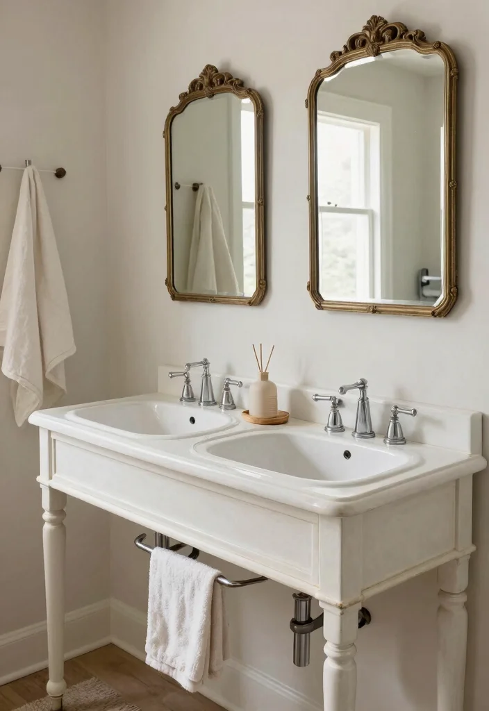 16 Double Sink Bathroom Vanity Ideas For Master Suites - 10. Vintage Washstand Inspiration 1