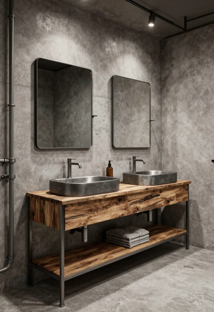 16 Double Sink Bathroom Vanity Ideas For Master Suites - 4. Industrial Edge 1
