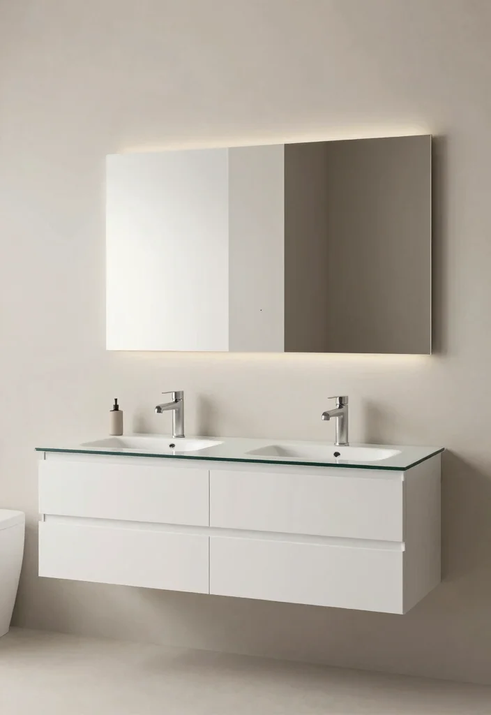 16 Double Sink Bathroom Vanity Ideas For Master Suites - 5. Modern Minimalism 1