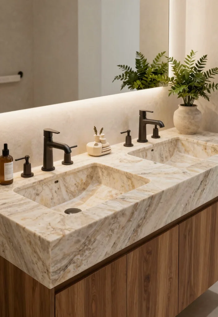 16 Double Sink Bathroom Vanity Ideas For Master Suites - 6. Natural Stone Elegance 1