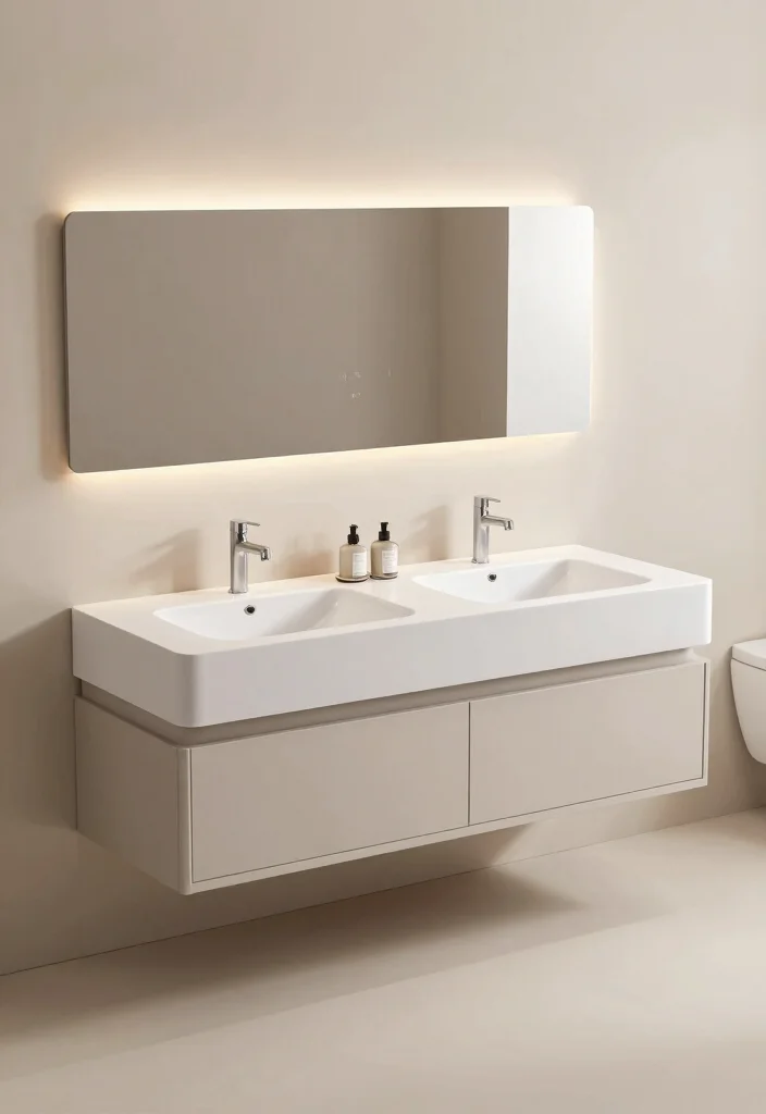 16 Double Sink Bathroom Vanity Ideas For Master Suites - 9. Floating Vanities for Space Saving 1