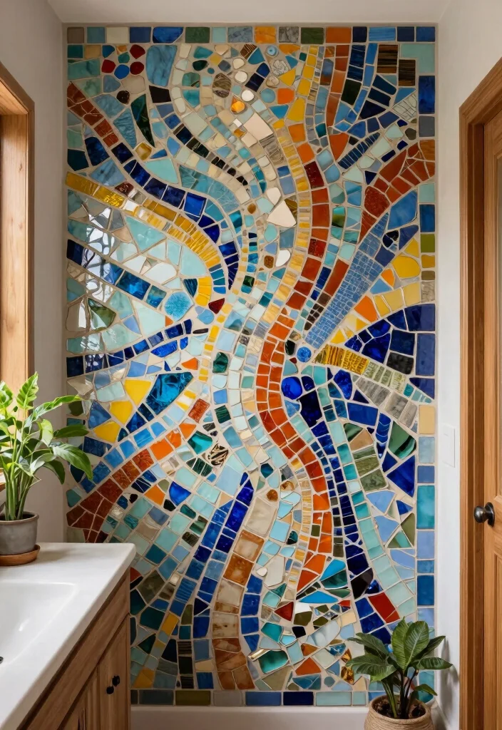 16 Eco-Friendly Bathroom Wall Art And Frame Decor Ideas - 10. Upcycled Mosaics 1