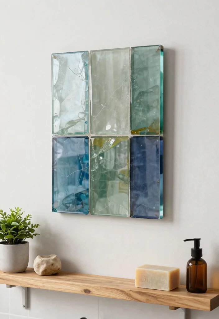 16 Eco-Friendly Bathroom Wall Art And Frame Decor Ideas - 11. Recycled Glass Art 1