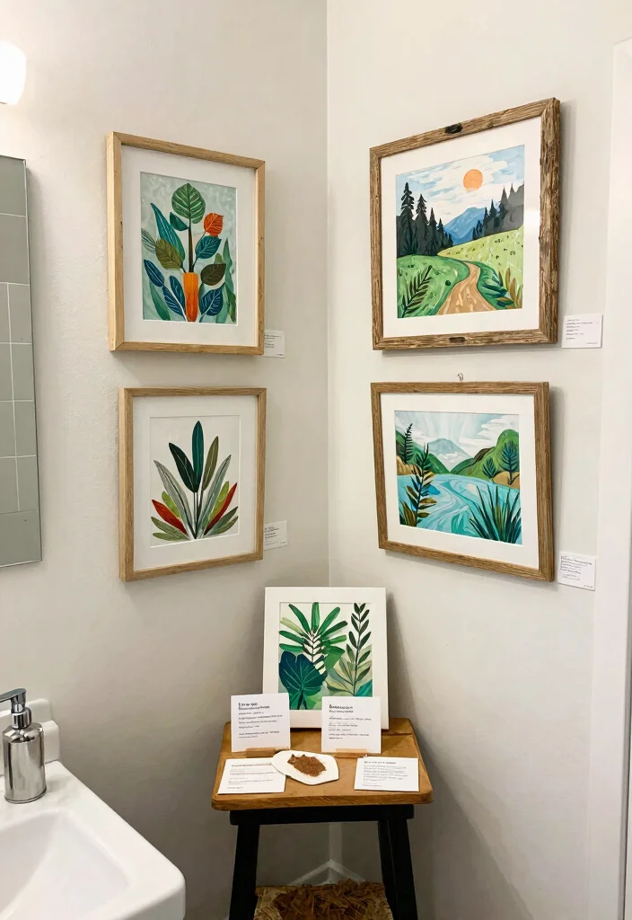 16 Eco-Friendly Bathroom Wall Art And Frame Decor Ideas - 15. Sustainable Art Exhibitions 1