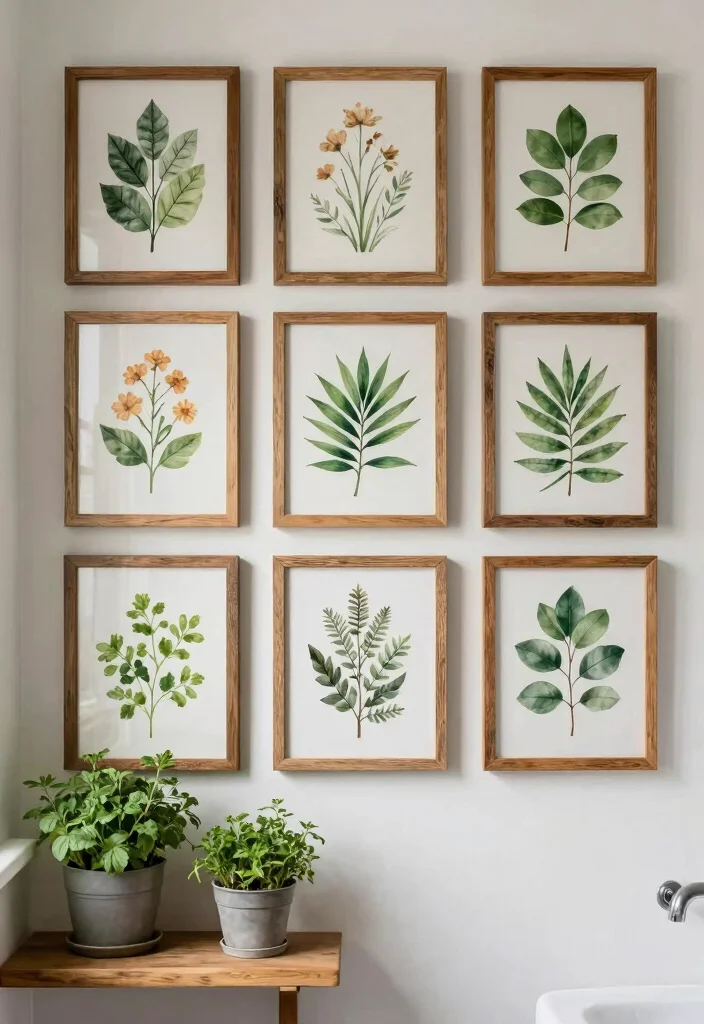 16 Eco-Friendly Bathroom Wall Art And Frame Decor Ideas - 2. Botanical Prints 1