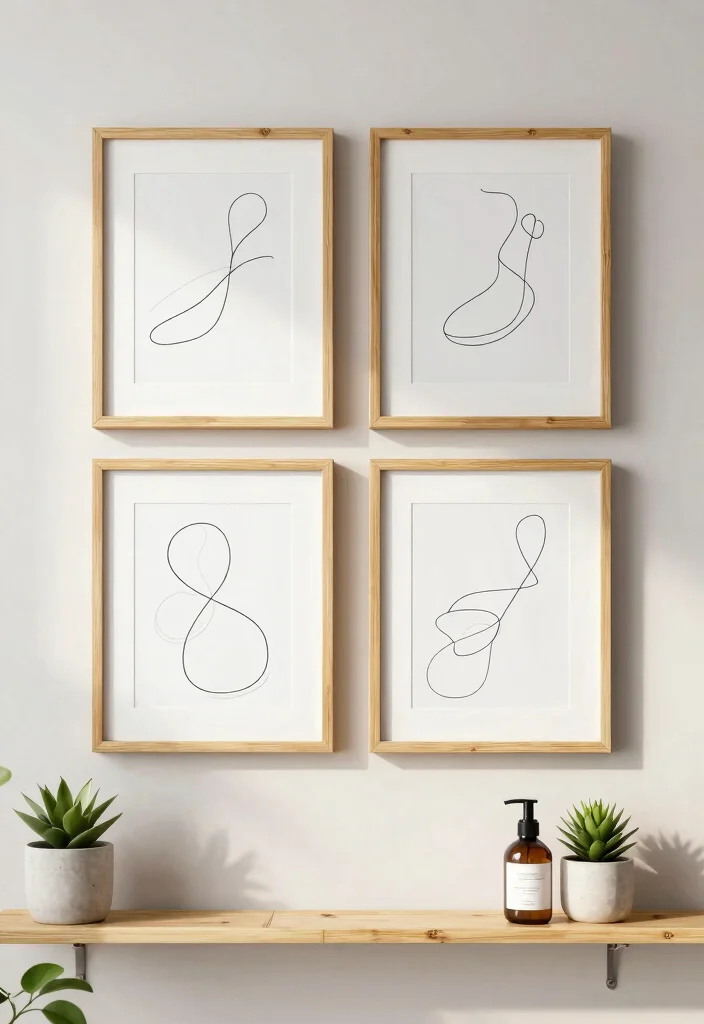 16 Eco-Friendly Bathroom Wall Art And Frame Decor Ideas - 7. Minimalist Line Art 1