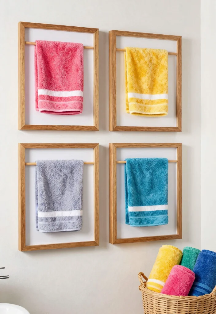 16 Eco-Friendly Bathroom Wall Art And Frame Decor Ideas - 8. Framed Towel Art 1