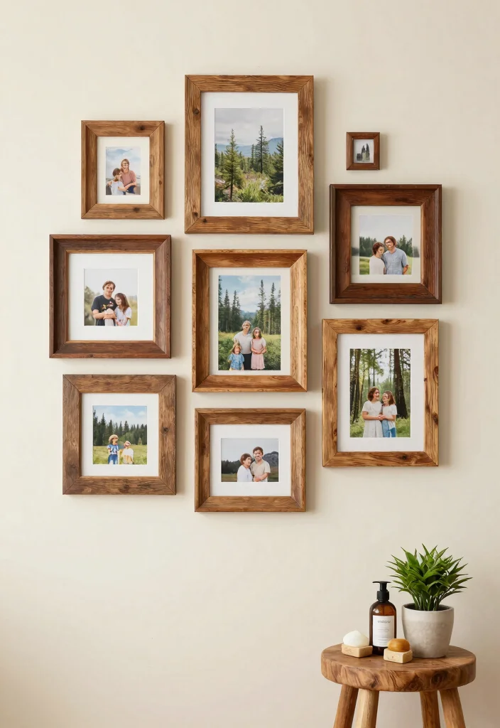 16 Eco-Friendly Bathroom Wall Art And Frame Decor Ideas - 9. Reclaimed Wood Frames 1