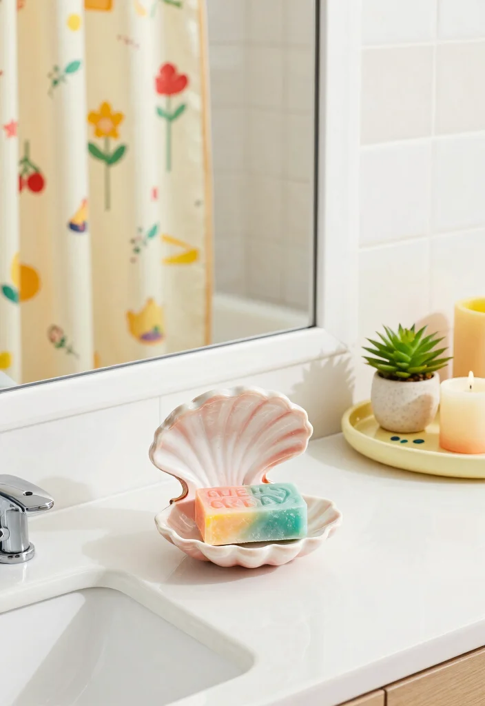 16 Girls Bathroom Decor Ideas With Bright Fun Colours - 13. Charming Bath Accessories 1