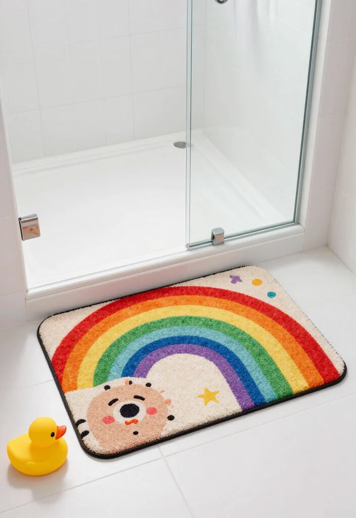 16 Girls Bathroom Decor Ideas With Bright Fun Colours - 7. Quirky Shower Mats 1