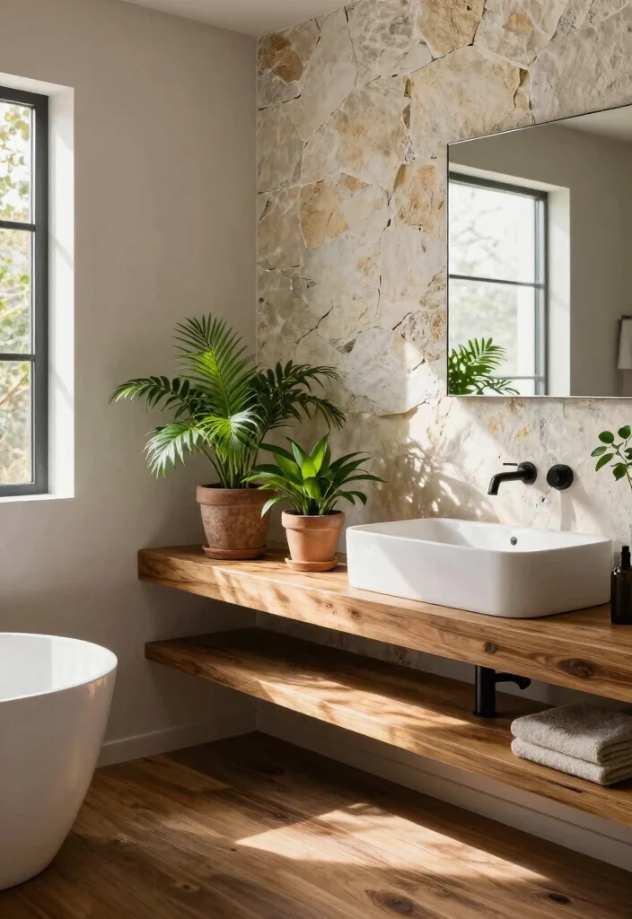 16 Man Bathroom Ideas With Rugged Aesthetic - 15. Natural Elements 1