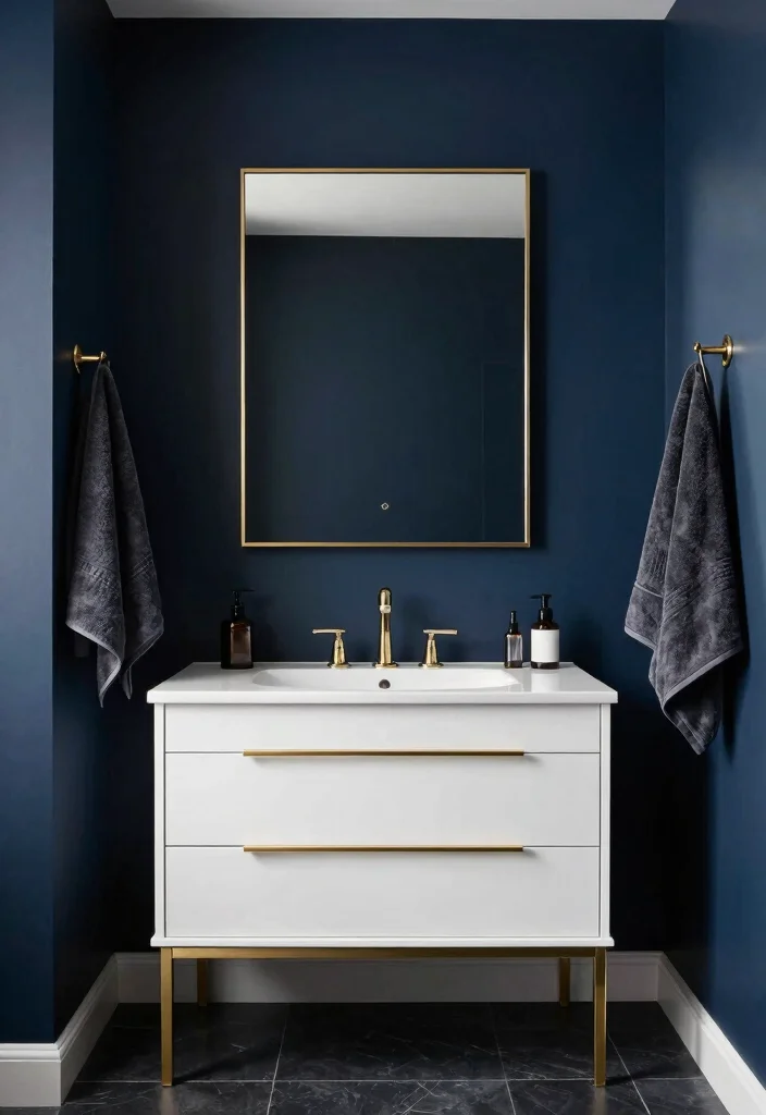 16 Man Bathroom Ideas With Rugged Aesthetic - 3. Deep, Dark Colors 1