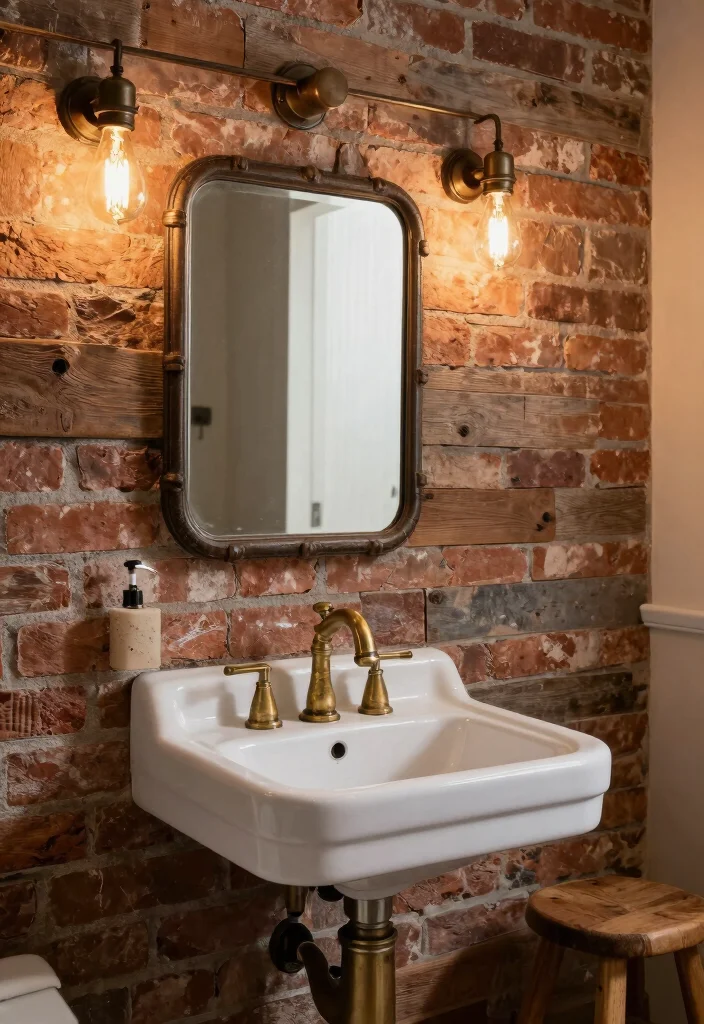 16 Man Bathroom Ideas With Rugged Aesthetic - 4. Vintage Industrial Fixtures 1