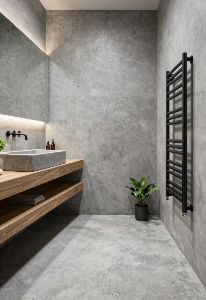 16 Man Bathroom Ideas With Rugged Aesthetic - 5. Concrete Surfaces 1