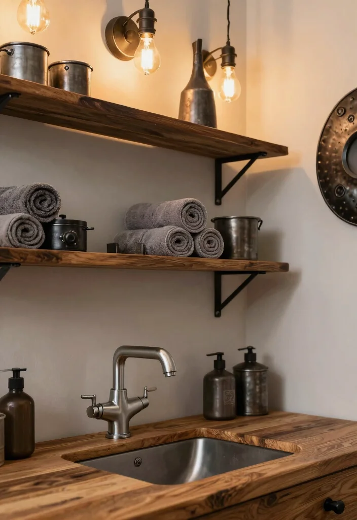 16 Man Bathroom Ideas With Rugged Aesthetic - 6. Metal Accents 1