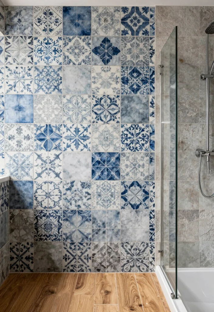 16 Man Bathroom Ideas With Rugged Aesthetic - 7. Unique Tile Designs 1