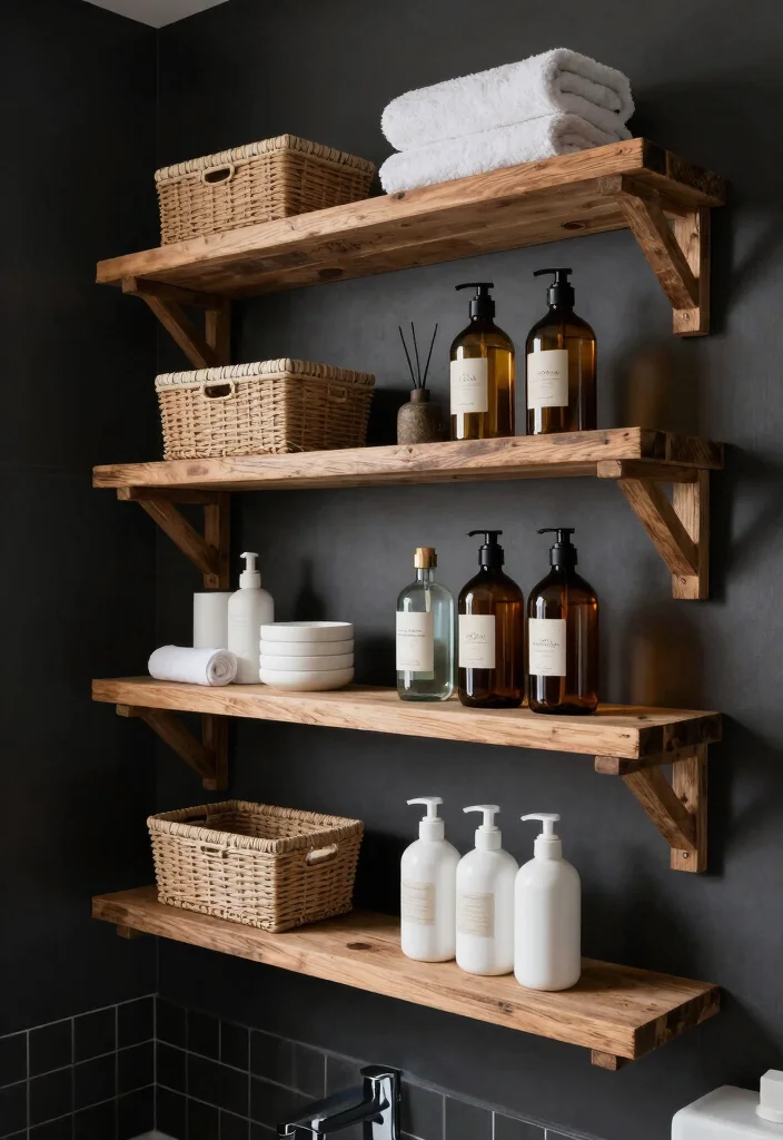 16 Man Bathroom Ideas With Rugged Aesthetic - 9. Open Shelving 1