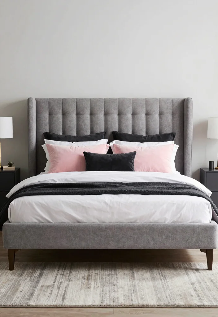 16 Pink Grey and Black Bedroom Ideas Modern Chic Style - 14. Unique Bed Frames 1