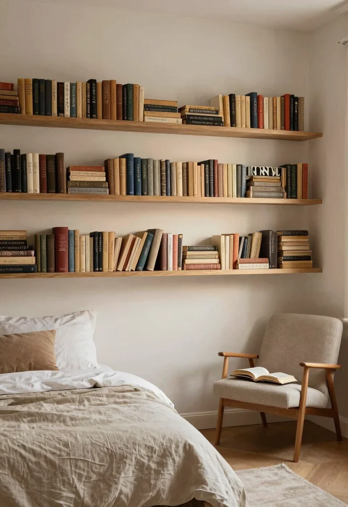 16 Primary Bedroom Accent Wall Ideas for a Stylish Focal Point - 13. Vintage Book Wall 1