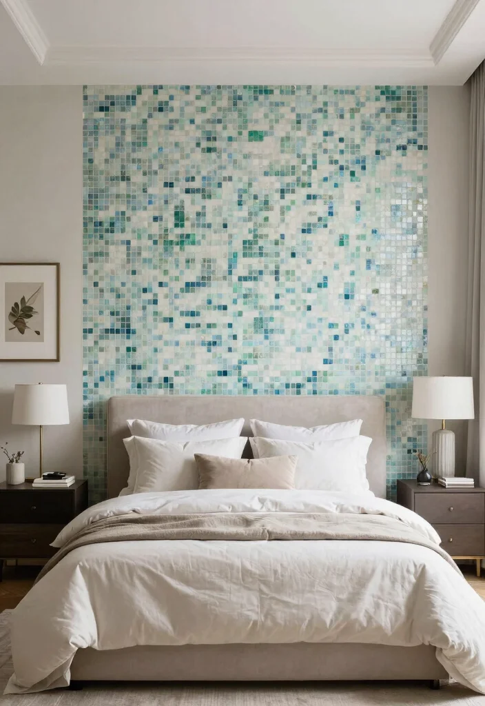 16 Primary Bedroom Accent Wall Ideas for a Stylish Focal Point - 15. Mosaic Tile Accent Wall 1