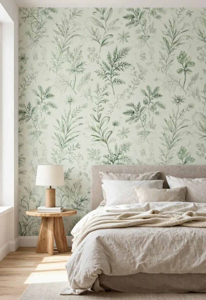 16 Primary Bedroom Accent Wall Ideas for a Stylish Focal Point - 3. Eco-Friendly Wallpaper 1