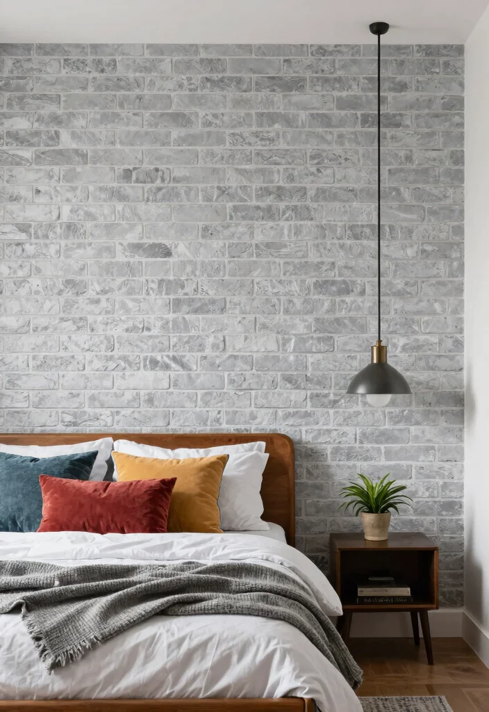 16 Primary Bedroom Accent Wall Ideas for a Stylish Focal Point - 9. Brick Wall Effect 1