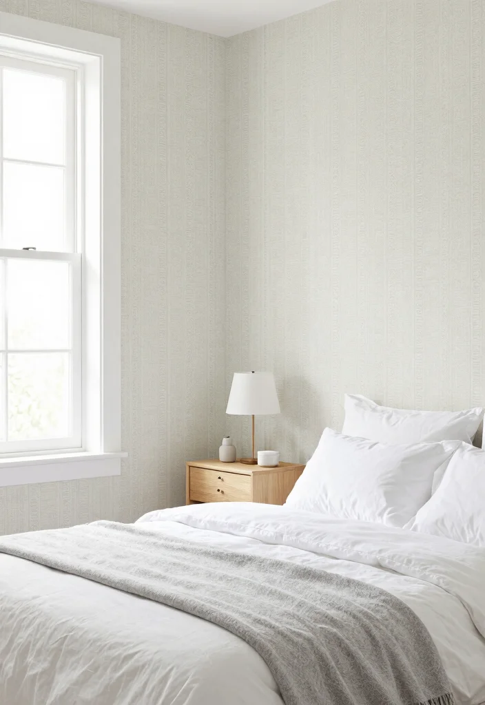 16 Small Bedroom Wallpaper Ideas: Stylish Space-Saving Looks - 11. Scandinavian Minimalism with Simple Patterns 1