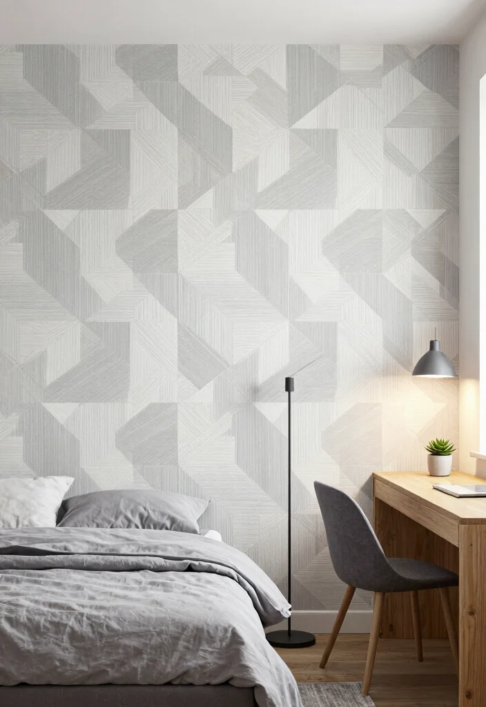 16 Small Bedroom Wallpaper Ideas: Stylish Space-Saving Looks - 2. Geometric Patterns for a Modern Twist 1