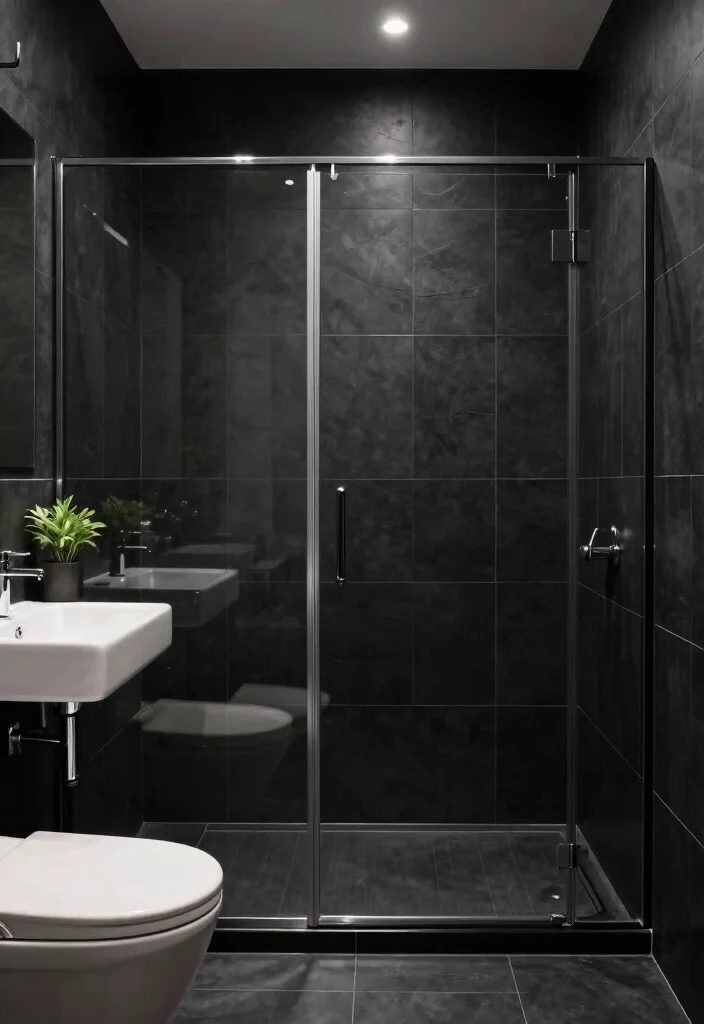 16 Small Black Bathroom Ideas With Modern Edge - 1. Matte Black Tiles for a Sophisticated Look 1
