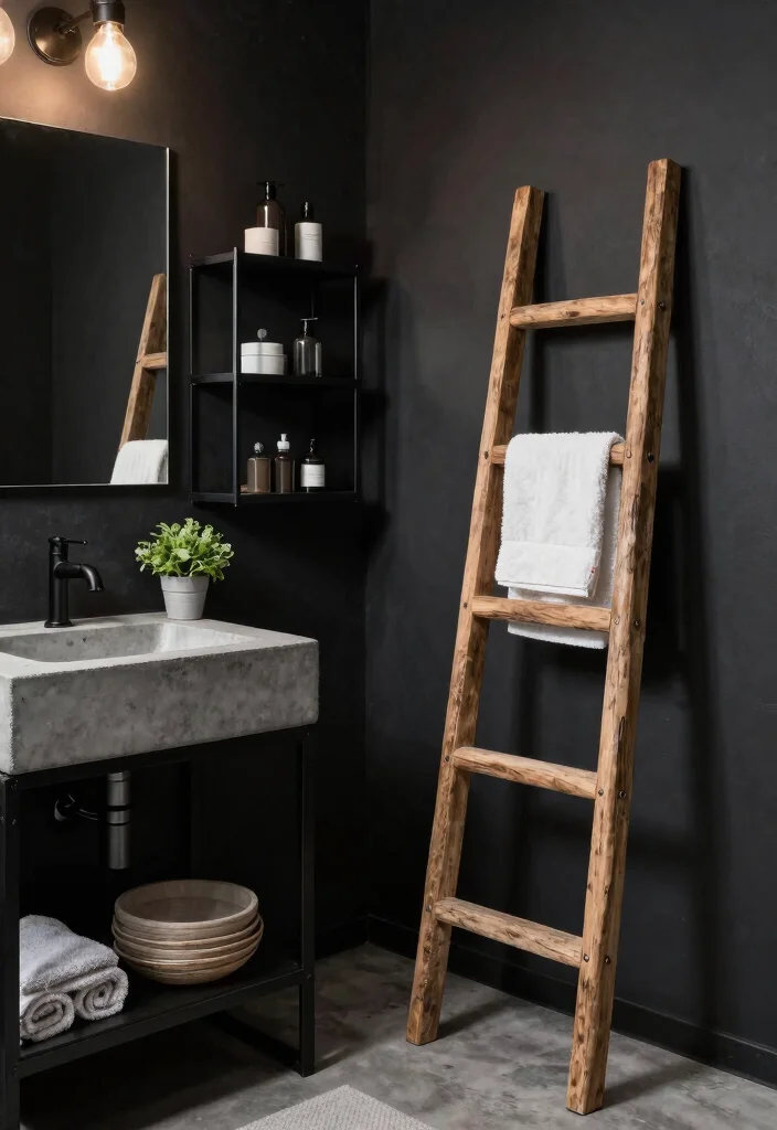 16 Small Black Bathroom Ideas With Modern Edge - 4. Industrial-Style Accessories 1