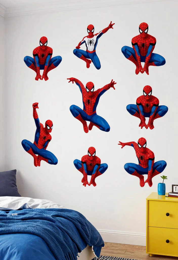 16 Spider Man Bedroom Ideas: Fun Bold Superhero Theme - 11. Spider-Man Inspired Wall Decals 1