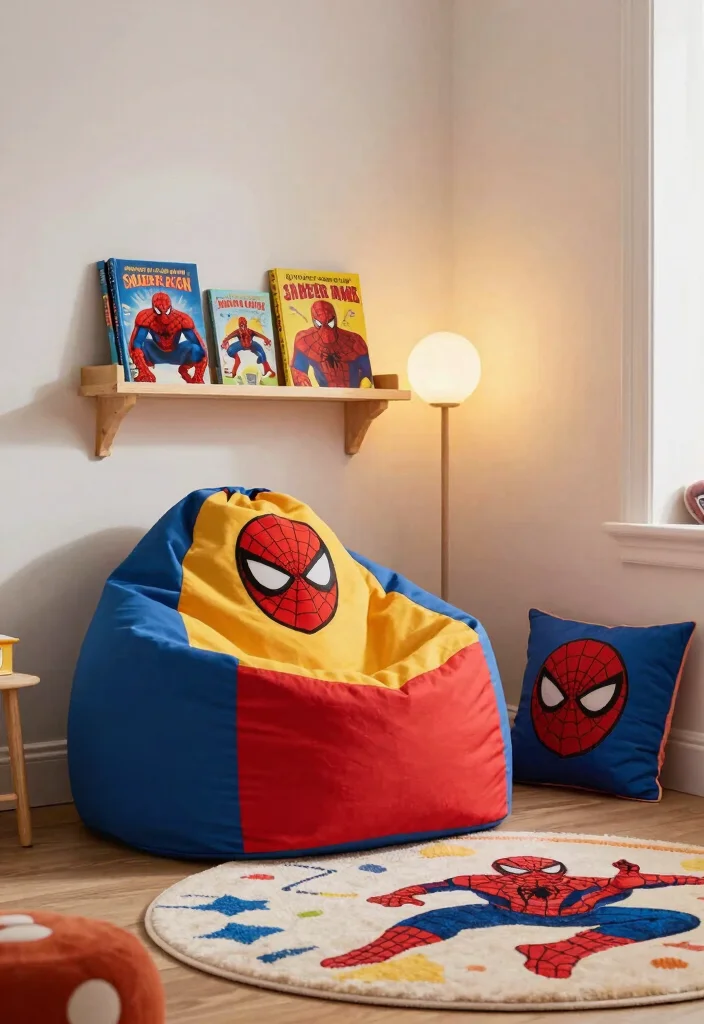 16 Spider Man Bedroom Ideas: Fun Bold Superhero Theme - 12. A Superhero Reading Nook 1