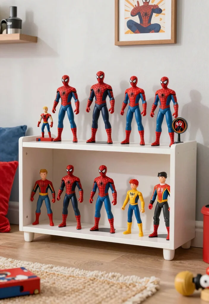 16 Spider Man Bedroom Ideas: Fun Bold Superhero Theme - 16. Vintage Spider-Man Collectibles 1