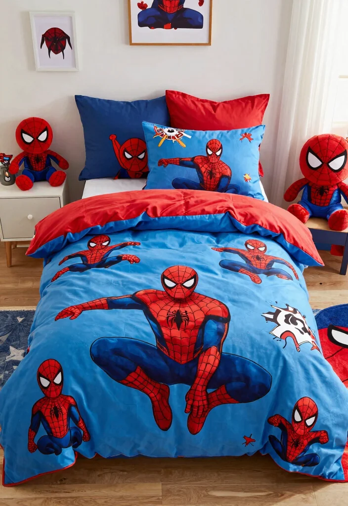 16 Spider Man Bedroom Ideas: Fun Bold Superhero Theme - 2. Playful Bedding Sets 1