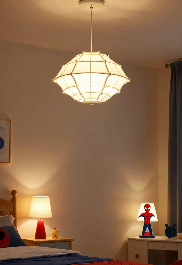 16 Spider Man Bedroom Ideas: Fun Bold Superhero Theme - 6. Creative Lighting Fixtures 1