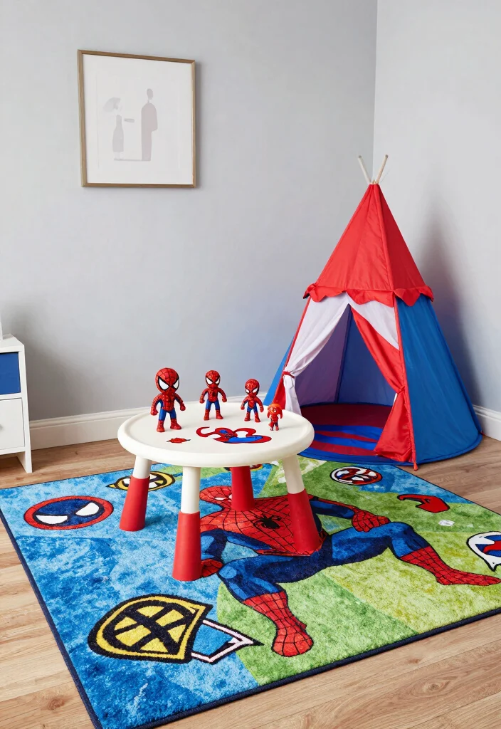 16 Spider Man Bedroom Ideas: Fun Bold Superhero Theme - 7. Themed Play Area 1