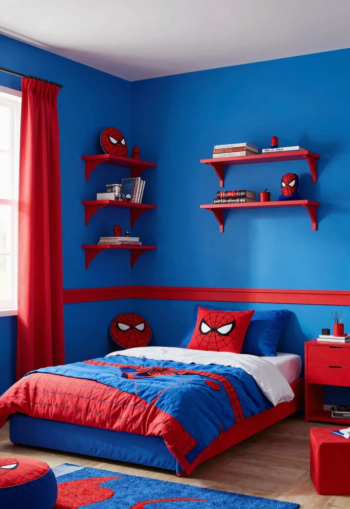 16 Spider Man Bedroom Ideas: Fun Bold Superhero Theme - 8. Iconic Spider-Man Colors 1